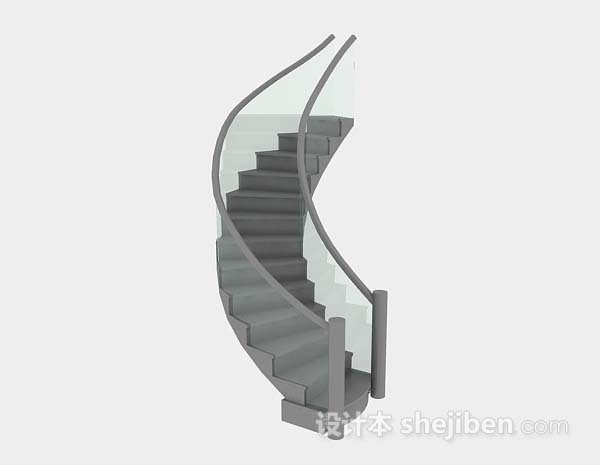 免费灰色旋转楼梯3d模型下载