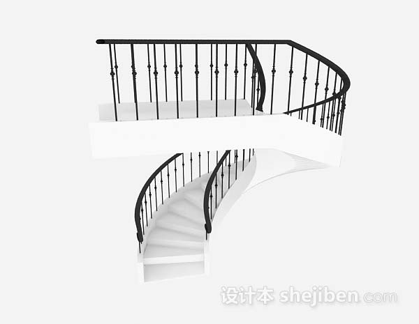 设计本黑色旋转楼梯3d模型下载