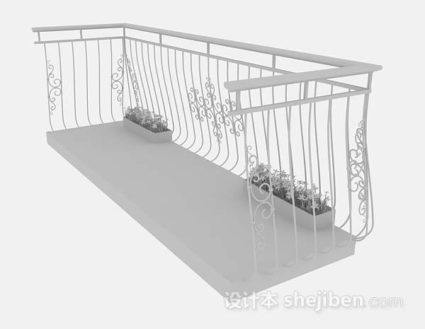 设计本铁艺阳台栏杆3d模型下载