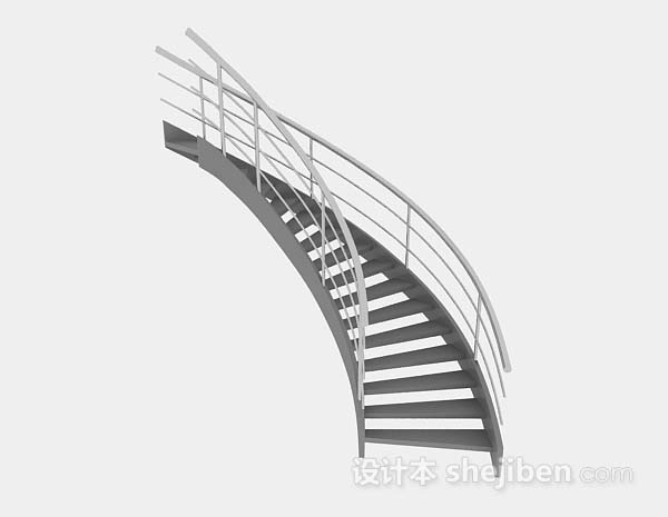 灰色弧形楼梯3d模型下载