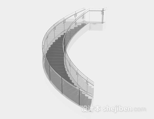 现代风格灰色玻璃楼梯3d模型下载