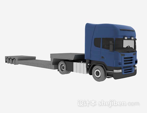 蓝色货车3d模型下载