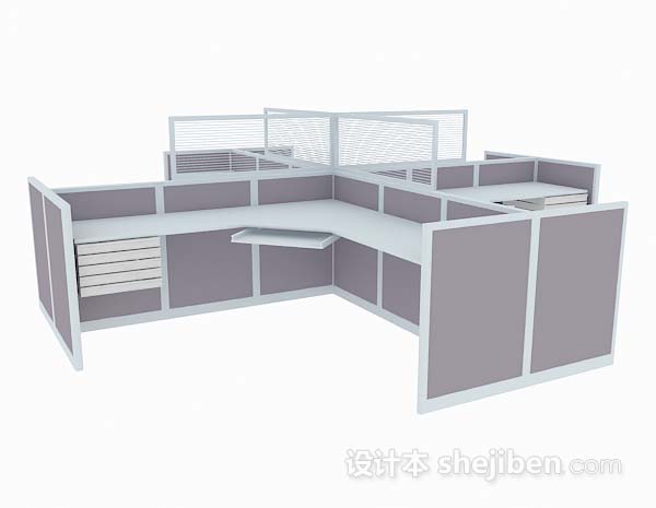 设计本浅棕色办公桌3d模型下载