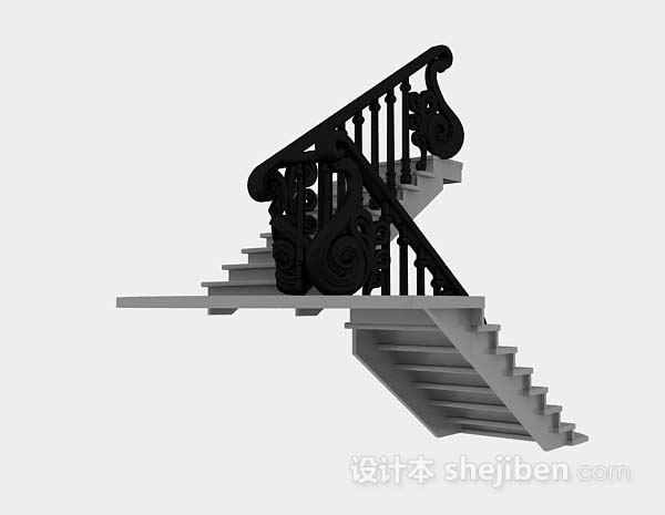 设计本雕花楼梯3d模型下载