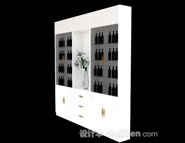 设计本白色酒柜3d模型下载
