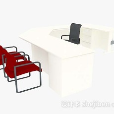 简单办公桌椅组合3d模型下载