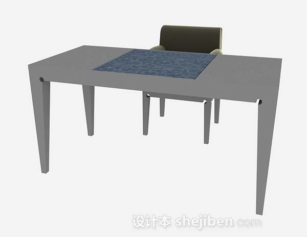 现代风格灰色书桌椅3d模型下载