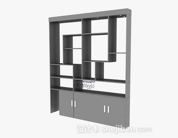 现代风格灰色展示柜3d模型下载