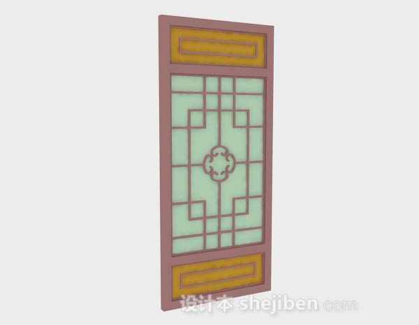 中式风格中式木质门3d模型下载