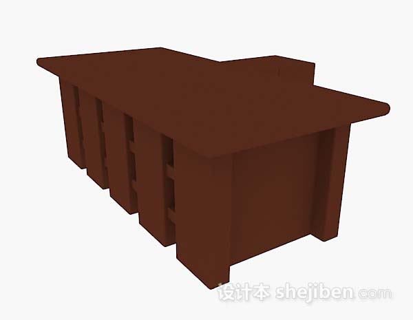 免费深棕色办公桌3d模型下载