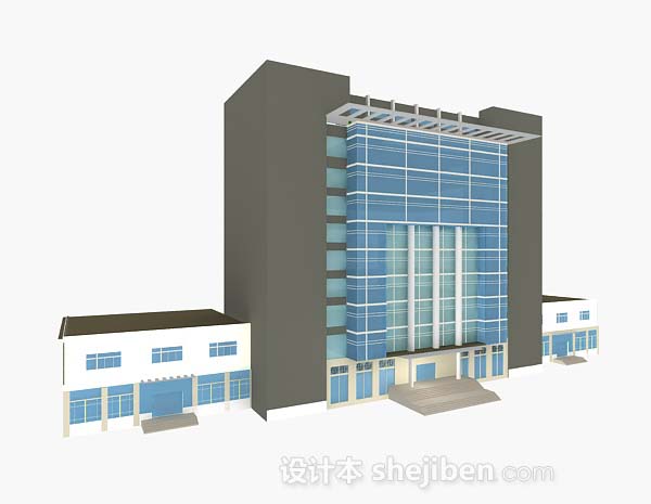 现代风格蓝色办公大厦3d模型下载