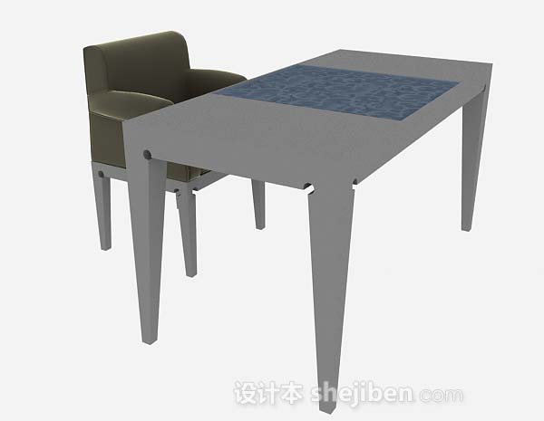 设计本灰色书桌椅3d模型下载