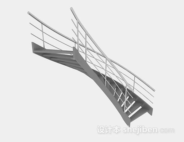 现代风格灰色弧形楼梯3d模型下载
