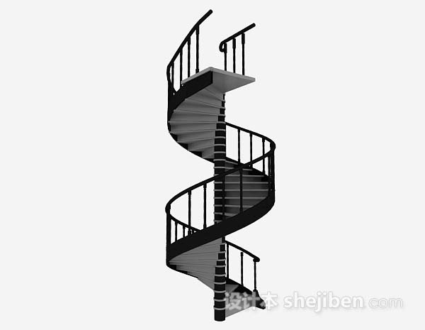现代风格黑色螺旋楼梯3d模型下载