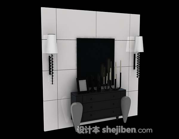 现代风格黑色装饰厅柜3d模型下载
