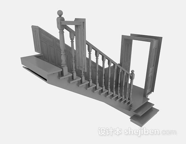 设计本灰色玄关楼梯3d模型下载