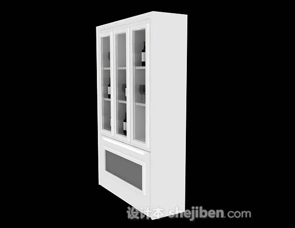 现代风格白色酒柜3d模型下载