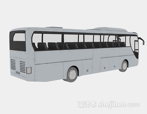 免费灰色大巴车3d模型下载