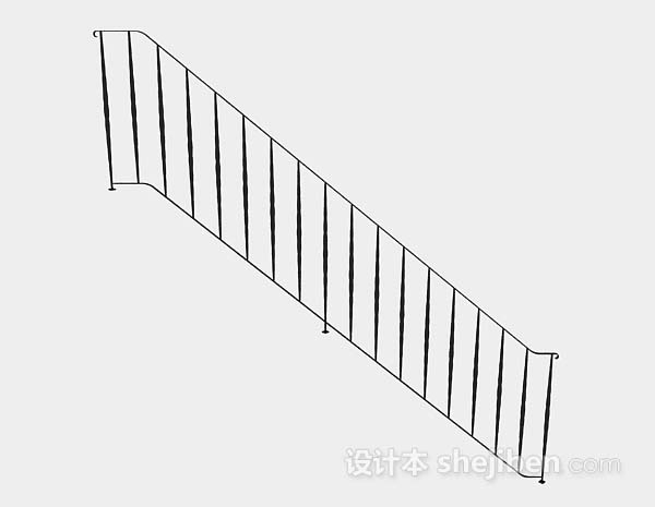 现代风格黑色楼梯栏杆3d模型下载