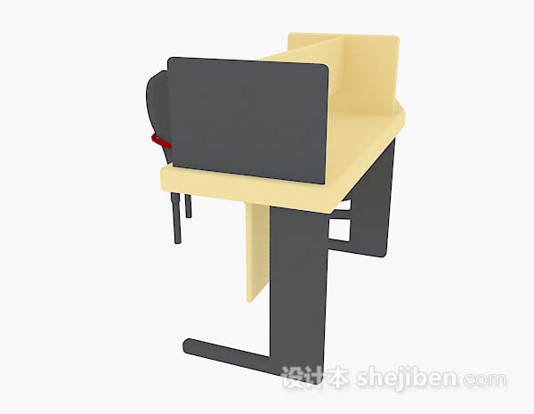 设计本黄色办公桌椅3d模型下载