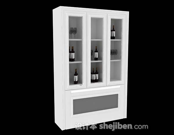 免费白色酒柜3d模型下载