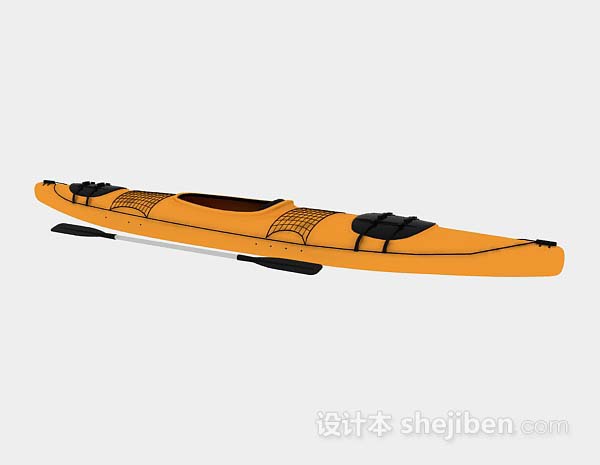 现代风格黄色双人划艇3d模型下载