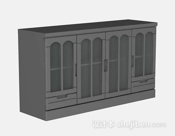 灰色木质衣柜3d模型下载
