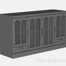 灰色木质衣柜3d模型下载