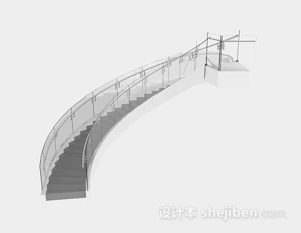 设计本灰色玻璃楼梯3d模型下载