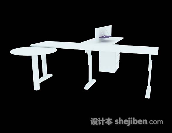 免费白色简单办公桌3d模型下载