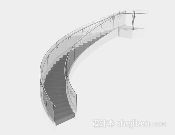 免费灰色玻璃楼梯3d模型下载