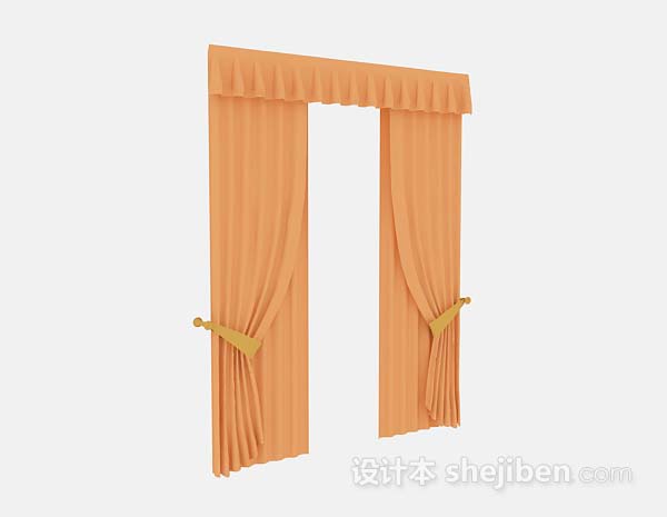 现代风格橙色窗帘3d模型下载