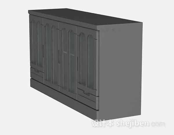 设计本灰色木质衣柜3d模型下载