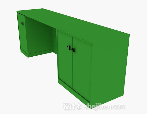绿色木质书桌3d模型下载