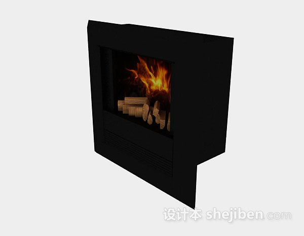 现代风格黑色壁炉3d模型下载