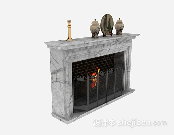 灰色大理石壁炉3d模型下载