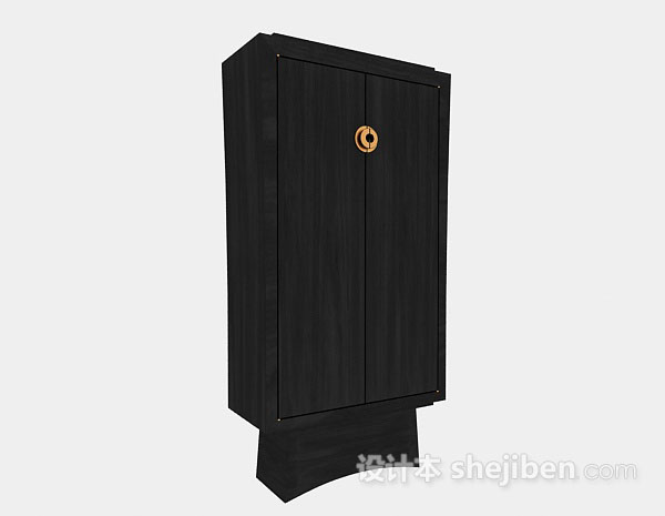 现代风格黑色木质衣柜3d模型下载