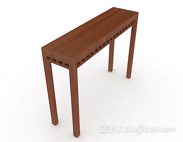 设计本简约木质棕色书桌3d模型下载