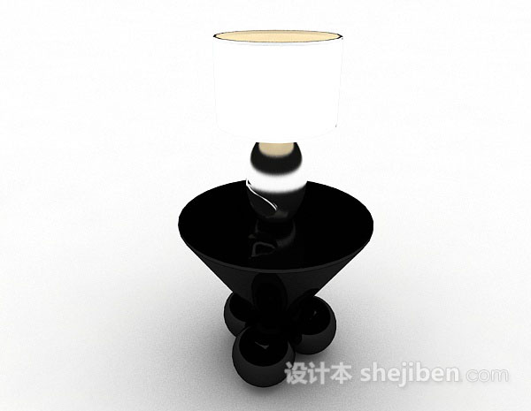设计本黑色圆茶几3d模型下载