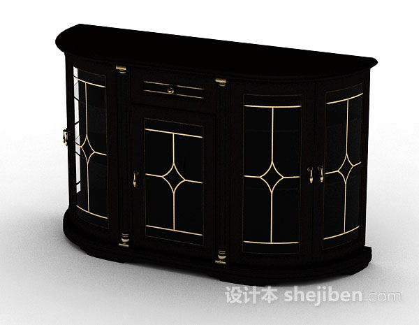 现代风格黑色木质厅柜3d模型下载