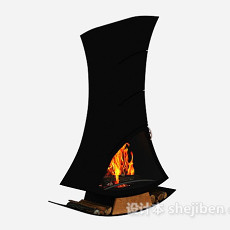 黑色个性壁炉3d模型下载