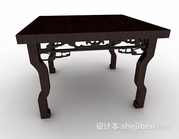 免费中式方形餐桌3d模型下载
