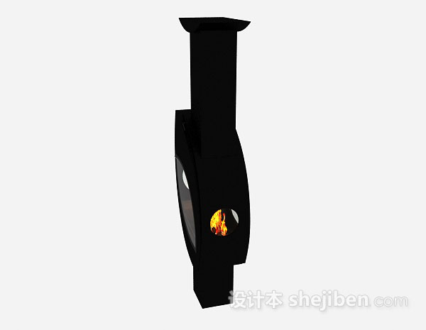 免费现代黑色简约壁炉3d模型下载