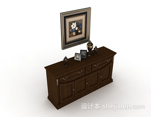 木质厅柜3d模型下载