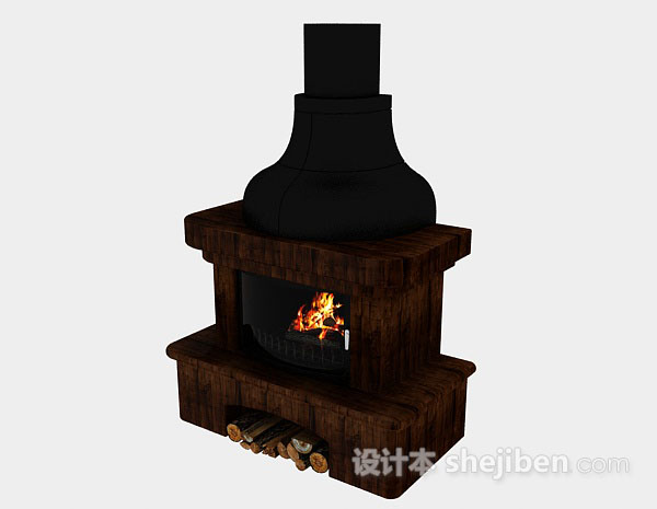 现代风格棕色壁炉3d模型下载