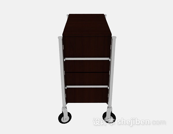 设计本棕色移动柜子3d模型下载