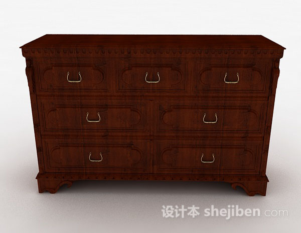 中式风格中式木质厅柜3d模型下载