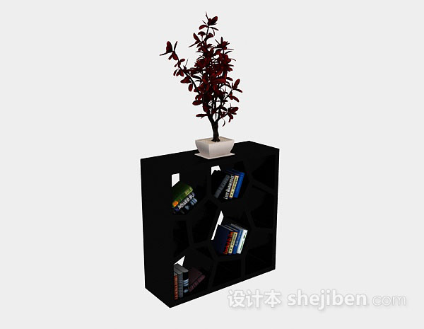 黑色小书柜3d模型下载