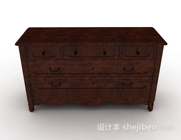 现代风格棕色实木厅柜3d模型下载