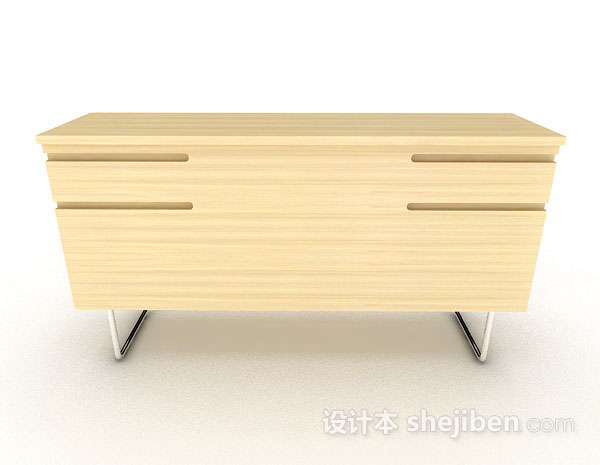 现代风格黄色木质厅柜3d模型下载